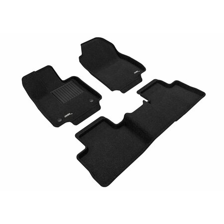 3D MATS USA Custom Fit, Raised Edge, Black, Woven Nylon, 2 Piece L1TY25404609